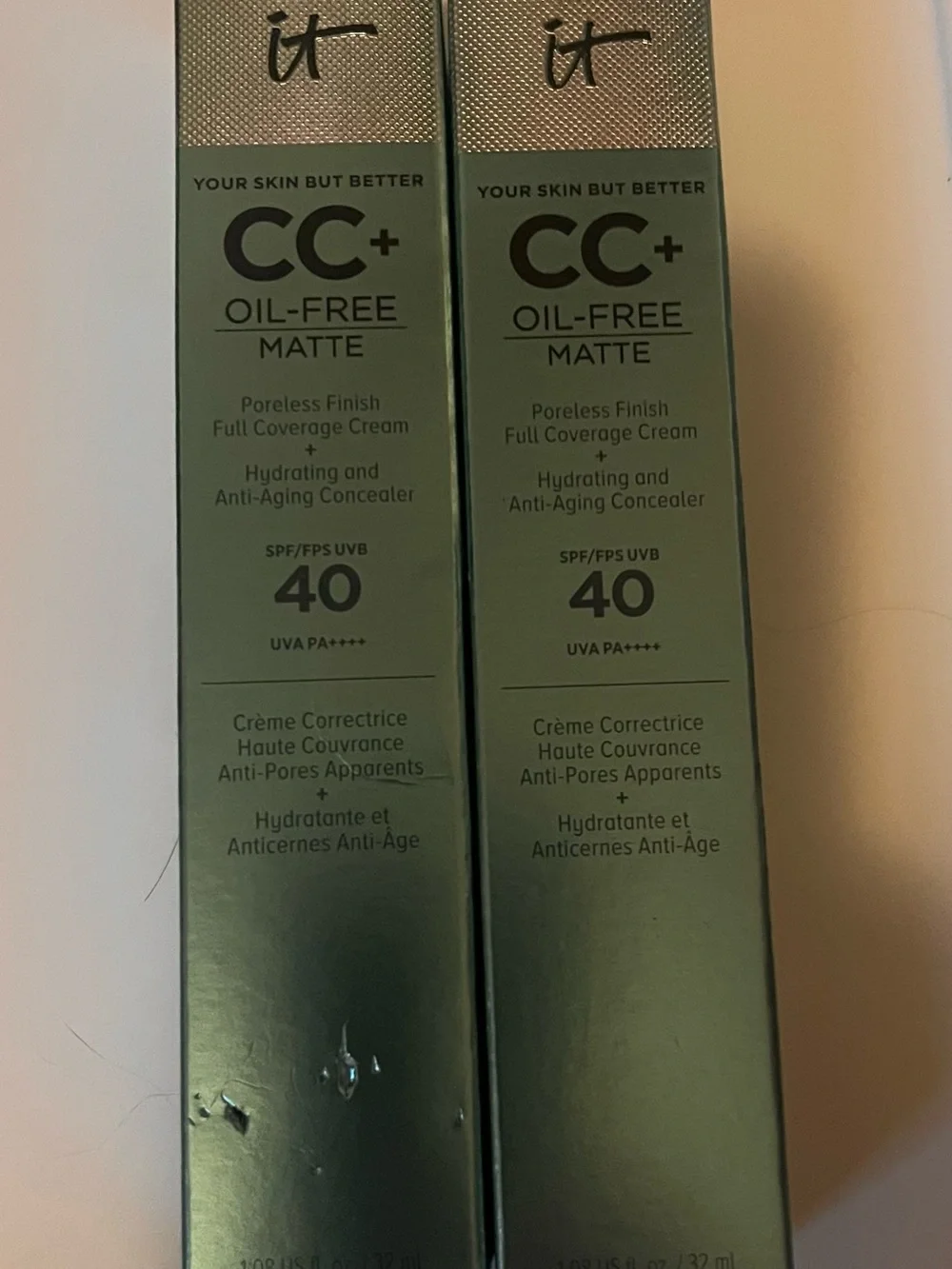 IT Cosmetics CC+ Oil-Free Matte Cream SPF 40 Tan- Set of 2